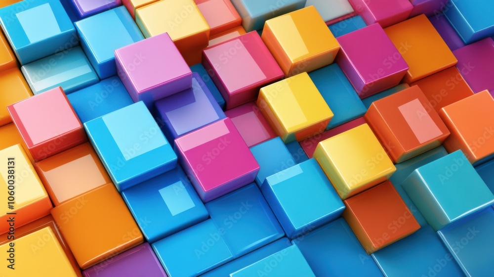 Obraz premium Brightly Colored Squares and Rectangles on Blue Background