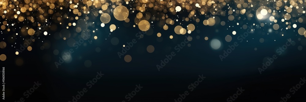 Obraz premium Festive Golden Bokeh Background for Celebrations , Happy New Year Celebration Sparkles Banner, space for text 