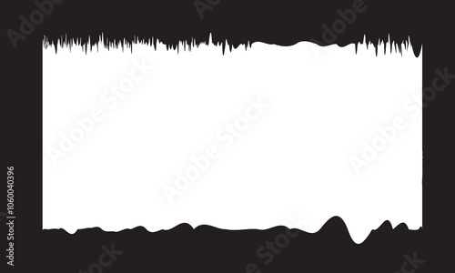 Ripped paper, jagged rectangle, torn paper frame. isolated on black  background. Vector illustration. EPS 10