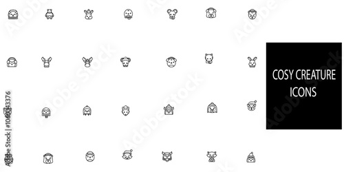 Cosy creature simple concept 28 icons set.Vector illustration.