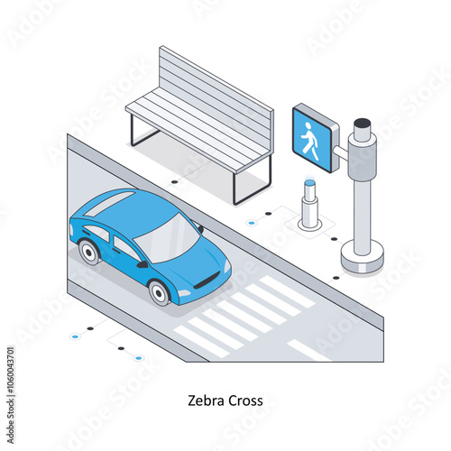 Zebra Cross  isometric stock illustration. EPS File stock illustration
