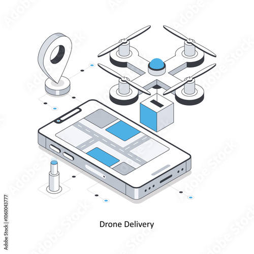 Drone Delivery  isometric stock illustration. EPS File stock illustration