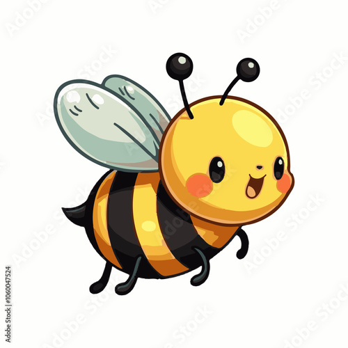 Yellow bee mascot cartoon logo vector template on white background