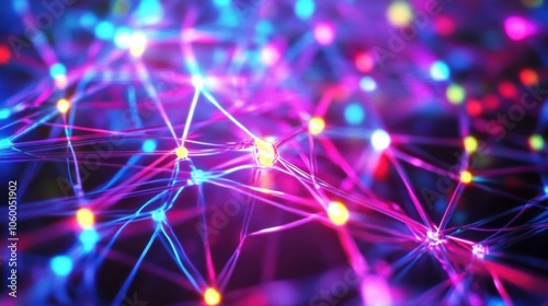 Close-up View of Digital Network with Bright Colors photo