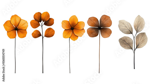 Delicate floral evolution a display of transitions in autumn hues and textures