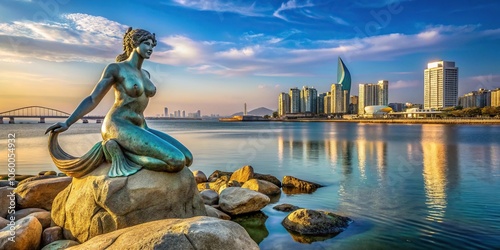 Close up of a mermaid statue in Songdo Busan photo