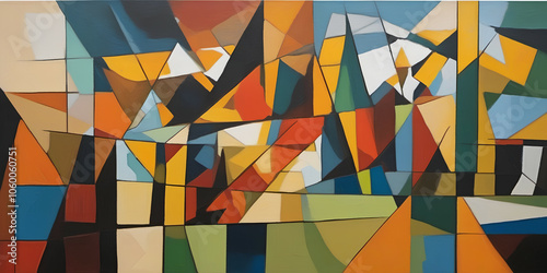 Art background, Cubism styl...