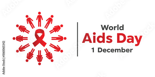 World Aids Day. Ribbon and peoples. Great for cards, banners, posters, social media and more. White background.