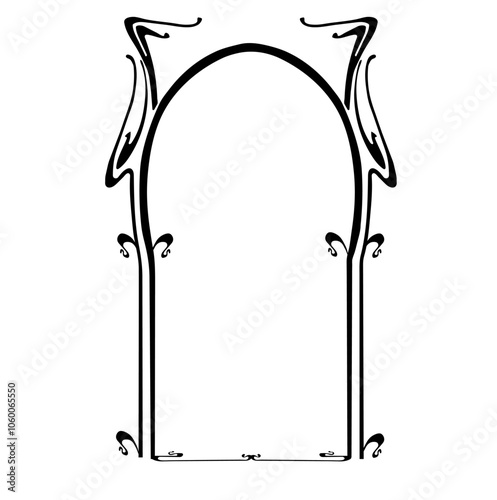  art nouvea  frame vintage, vertical border retro ornament, modern art deco stile, black classic,black and white