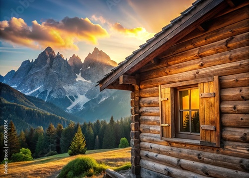 Larch wood siding adorns this traditional Austrian alpine hut, framing postcard-worthy mountain vistas. photo