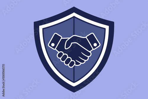 Handshake shield logo design vector illustration.