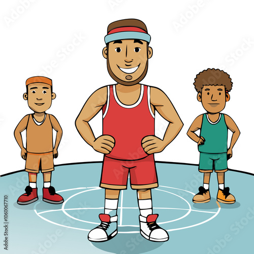 Basketball Team Cartoon Illustration 