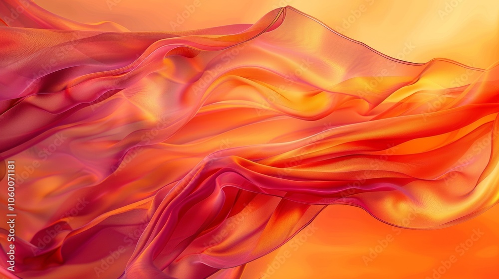 Fototapeta premium Flowing Orange Red Abstract Silk Fabric Texture Background