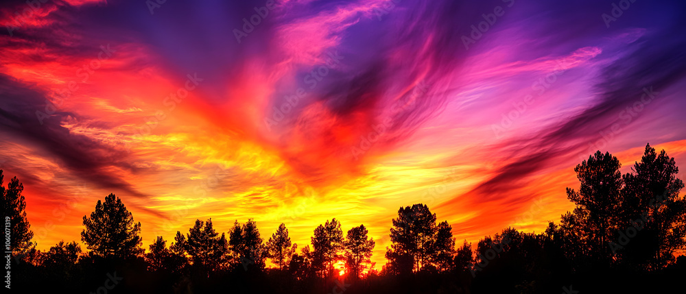 Obraz premium Breathtaking Natural Landscapes: Vibrant Sunsets, Serene Forests, and Colorful Ocean Views with Stunning Skies and Tranquil