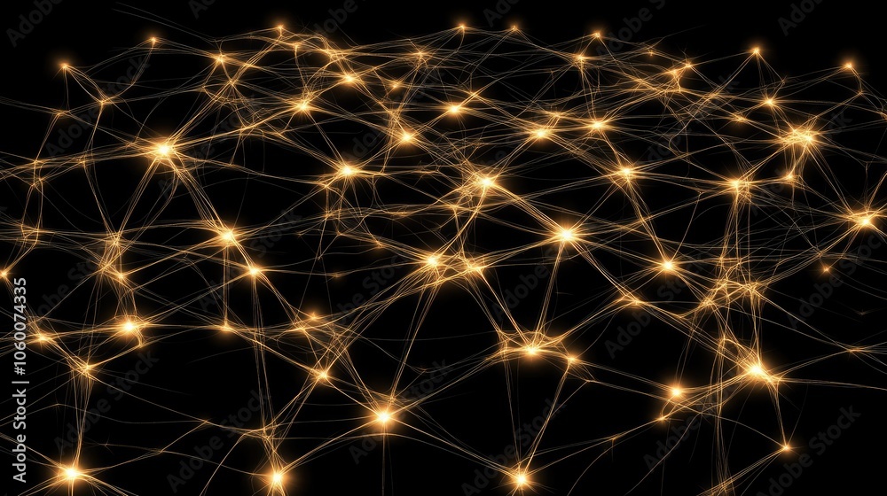 Fototapeta premium Digital neural network with glowing connections, symbolizing the complexity of brain science and neuroscience