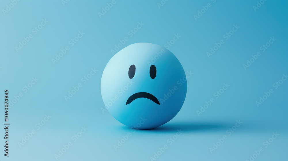 Fototapeta premium Blue Monday captures the essence of postholiday blues with its sad emoji face, evoking feelings of melancholy in wintertime.
