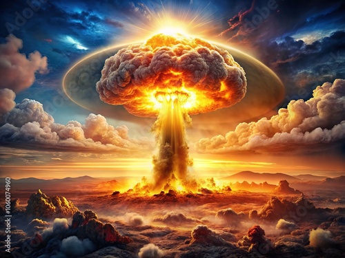 Nuclear Explosion Illustration - White Background photo