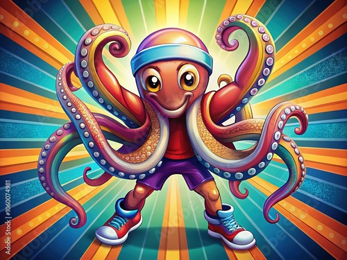 **Octopus Mascot Sports Logo Design - Aerial View** photo