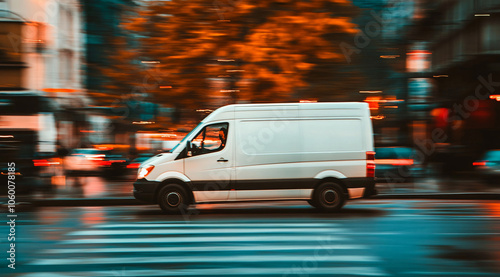 Delivery truck with blank white board for mockup