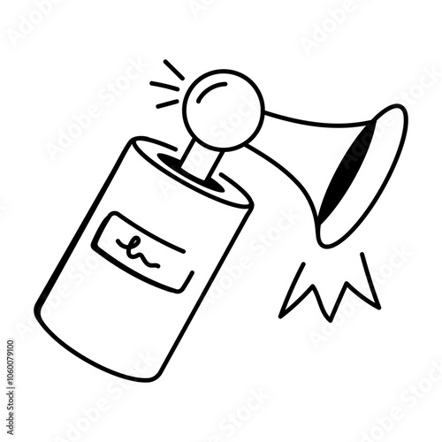 Doodle icon of an air horn making a loud noise

