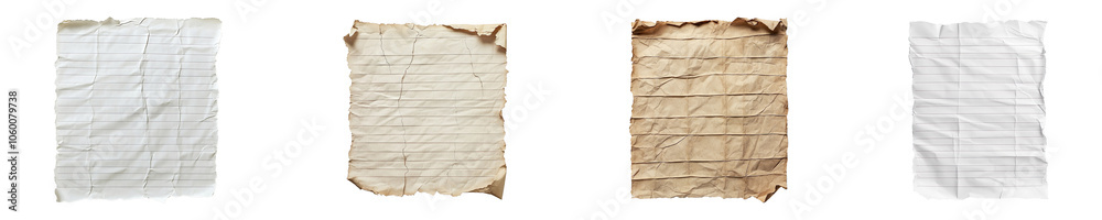 Fototapeta premium Set of paper lined backgrounds page isolated on transparent background