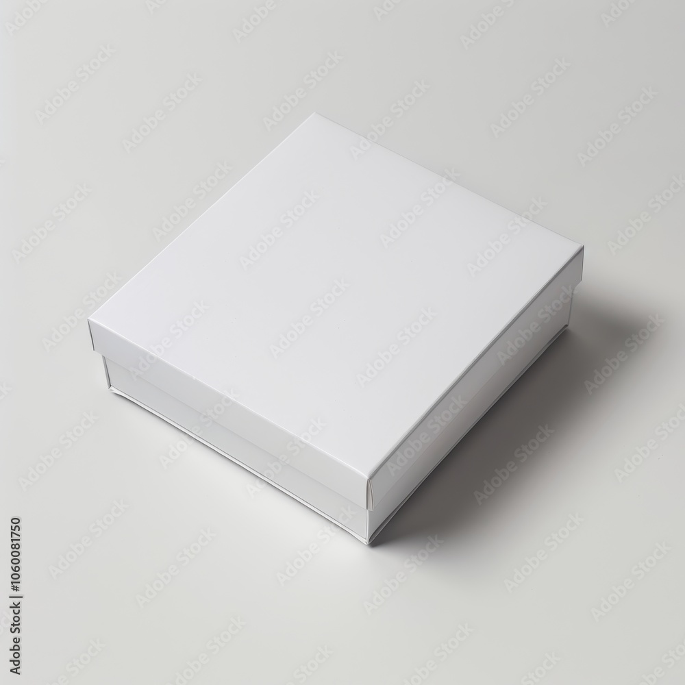 Naklejka premium Flat Square White Packaging Carton Prototype on Clean Background Generative AI