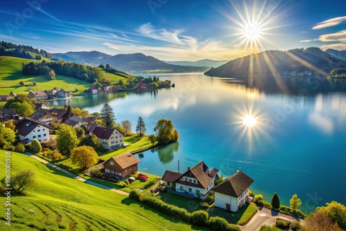 Switzerland's Lake Untersee presents a breathtaking panorama near Steckborn. photo