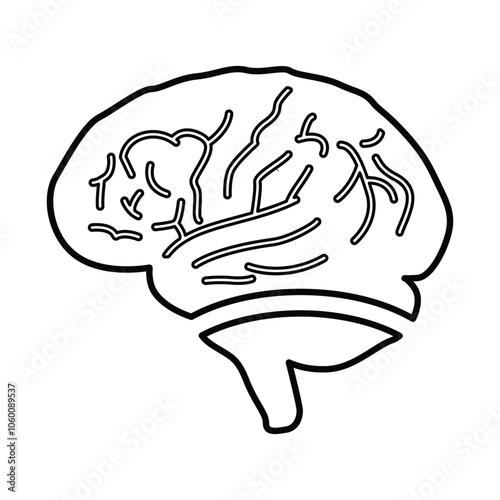Human brain icon In Outline Style