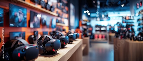 Wallpaper Mural Row of VR headsets on display in a store. Torontodigital.ca
