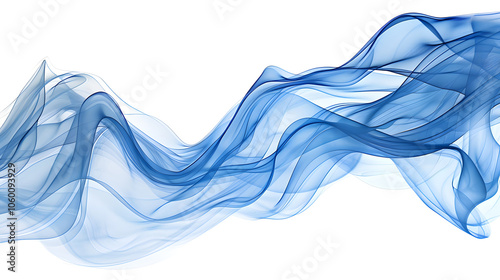 dynamic abstract blue wave design on a clean white background, exemplifying fluidity and motion