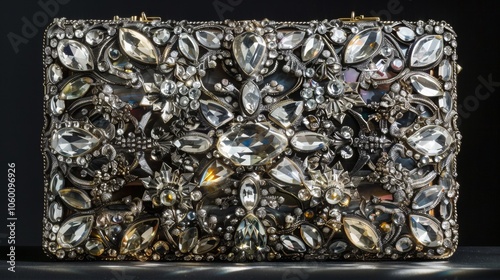 Crystal Encrusted Metallic Frame Clutch photo