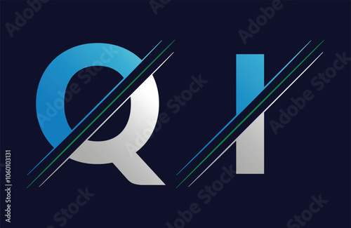 qi Letter Logo Template Illustration Design.