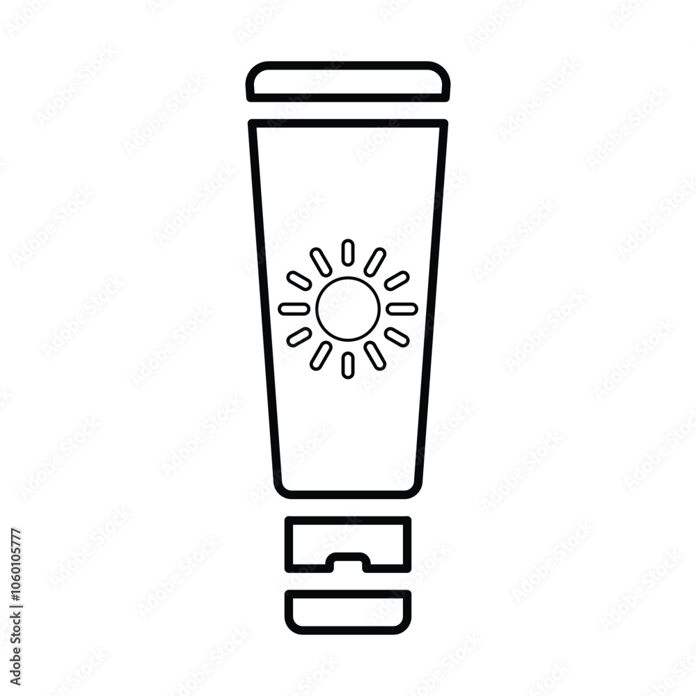 Sun Cream Icon In Outline Style Sun Cream Icon In Outline Style