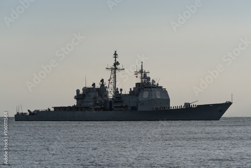 WARSHIP - American Ticonderoga-class guided missile cruiser at sea  photo