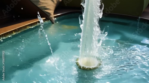 Indoor spa pool with bubbling water jets, creating a refreshing and invigorating atmosphere