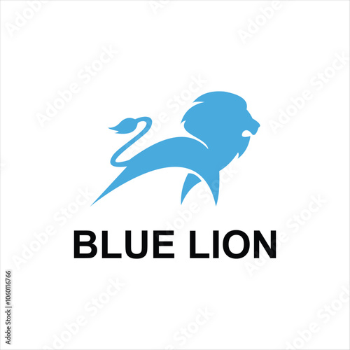 abstract lion in blue, blue lion logo