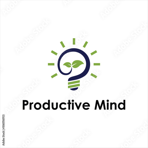 a burning light bulb with a leaf inside, productive mind logo
