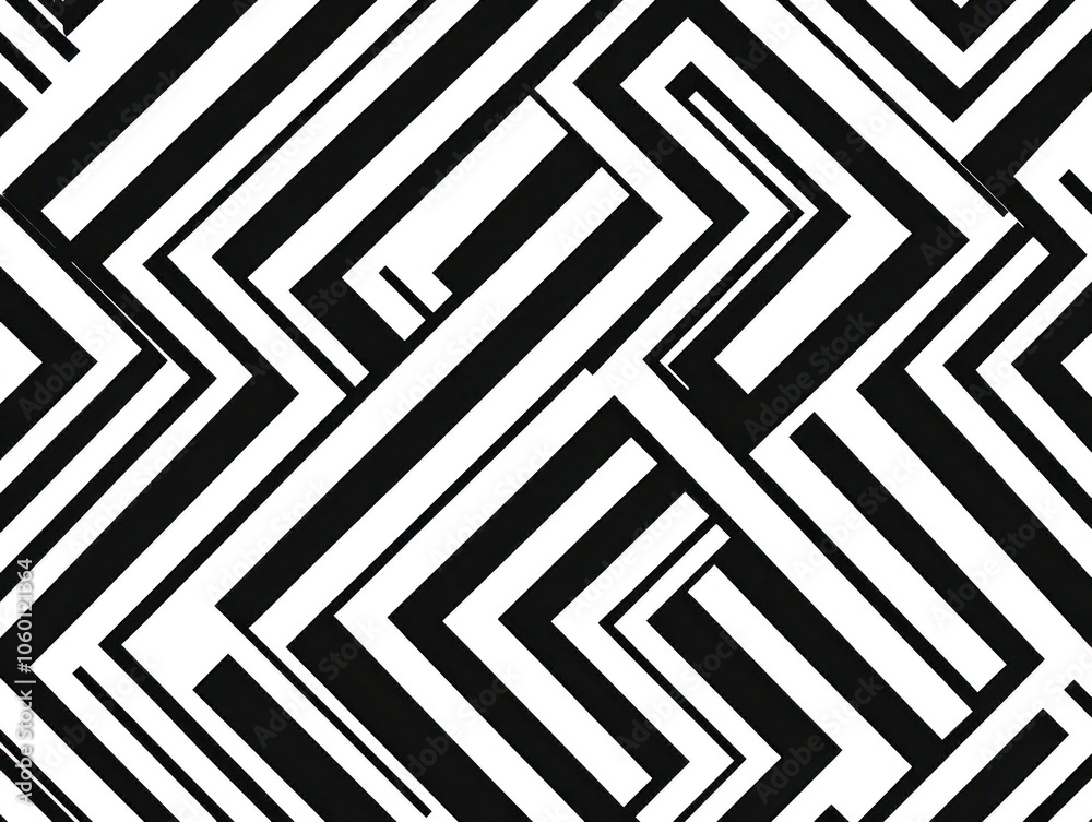 A black and white geometric pattern featuring interlocking zigzag lines. A black and white geometric pattern featuring interlocking zigzag lines.