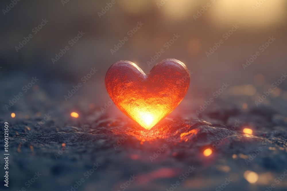 Fototapeta premium Love symbol 3D heart with a soft glow surrounding the edges for a warm and inviting feel