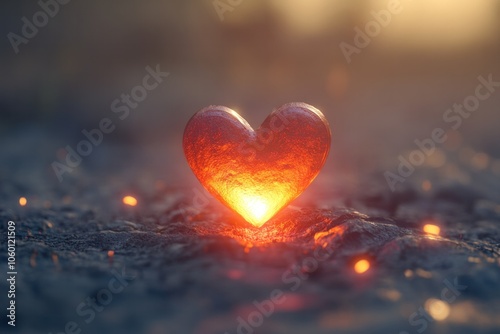 Love symbol 3D heart with a soft glow surrounding the edges for a warm and inviting feel