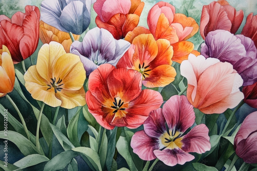 custom made wallpaper toronto digitalHand-painted watercolor flowers with vibrant hues, showing the beauty of each petal and subtle variations in color