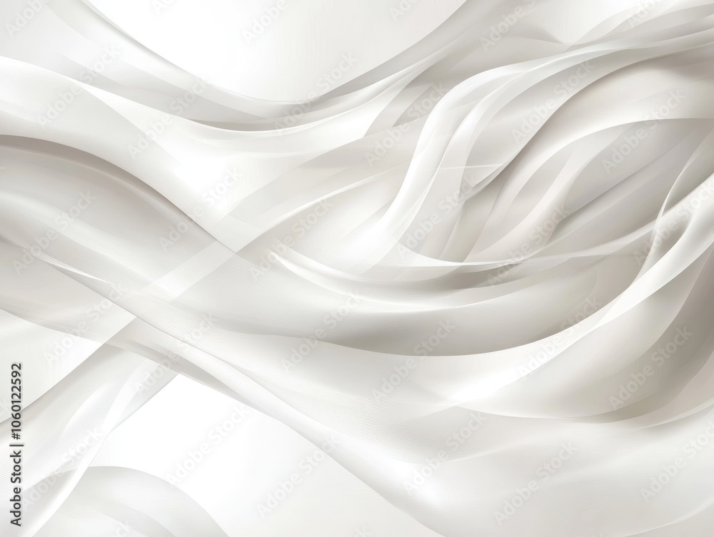 Fototapeta premium Soft, flowing abstract design with translucent waves in light tones.
