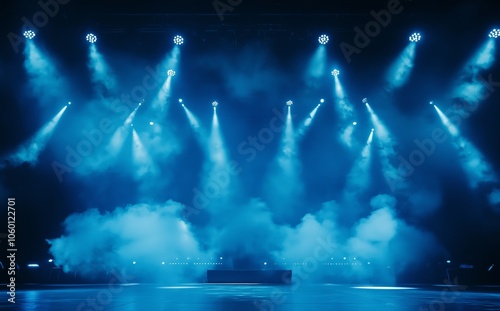 Blue Stage Lights with Smoke Effect photo