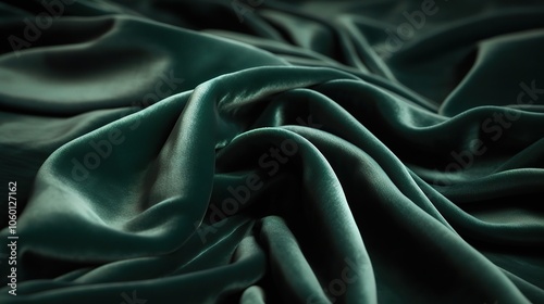 Rich Deep Green Fabric Texture Close Up photo