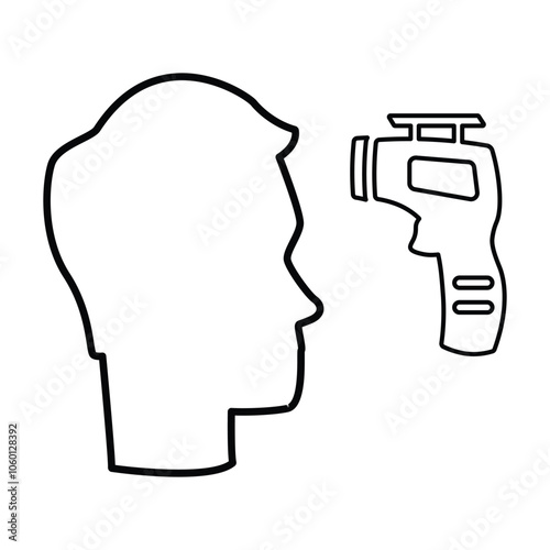 Body Temperature Check Icon In Outline Style