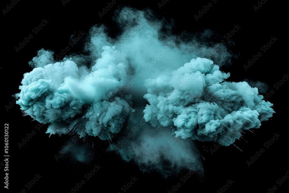 A dramatic burst of green smoke spreads over a black background, creating a striking contrast. A swirling, cloud like formation reflects the dynamic movement and intensity of the explosion A dramatic burst of green smoke spreads over a black background, creating a striking contrast. A swirling, cloud like formation reflects the dynamic movement and intensity of the explosion