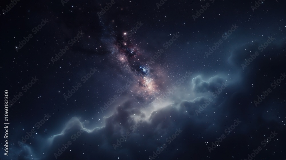 Glowing Blue Nebula in Deep Space with Stars Glowing Blue Nebula in Deep Space with Stars
