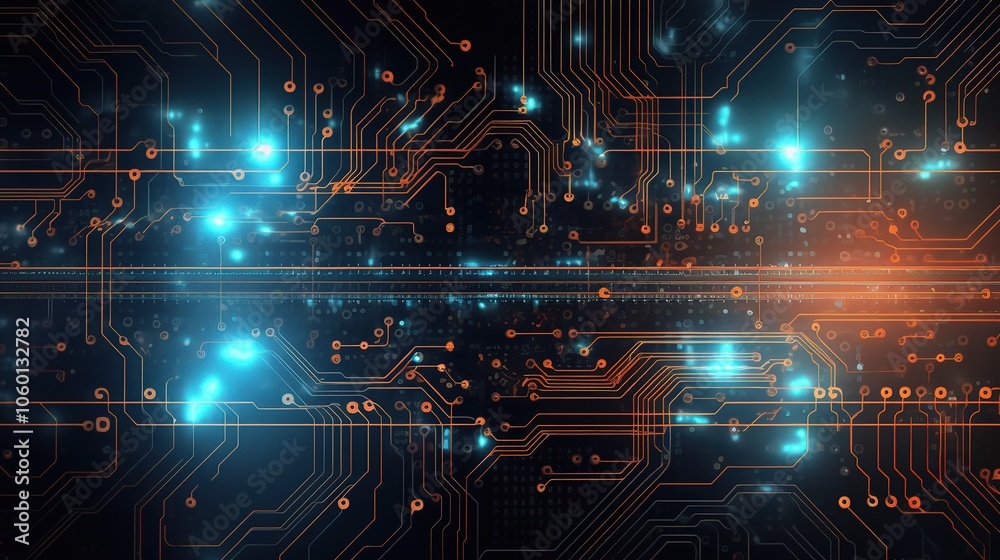 Fototapeta premium Glowing Blue Circuit Board Pattern Background