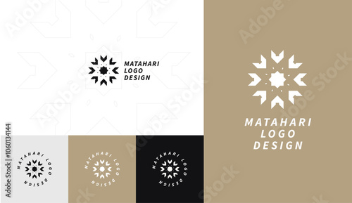 Sun circle geometric logo template