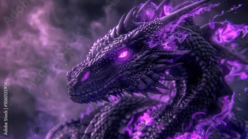 purple deep dragon fire textured 3d look design photo